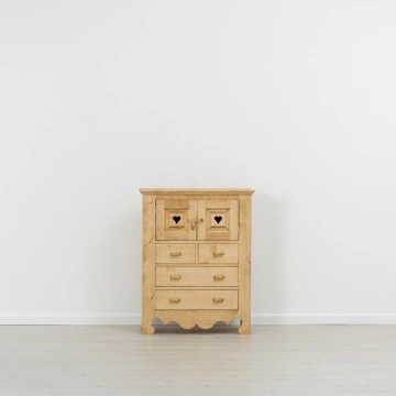 Comoda Rustika cu 2 usi si 4 sertare lemn masiv, 84 x 36 x 107 cm - Img 3