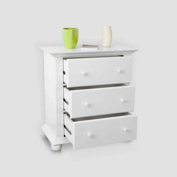 Comoda Sara lemn masiv, 3 sertare, 80 x 45 x 86.5 cm, alb unt - Img 2