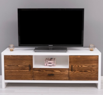 Comoda TV cu 2 usi si 1 sertar Rustic Olala, lemn masiv + mdf, 160 x 40 x 60 cm - Img 6