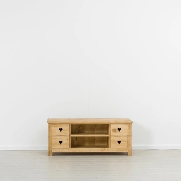 Comoda TV Lemn Masiv, dormitor Rustic Ana cu 4 sertare, 135 x 52 x 55 cm - Img 2