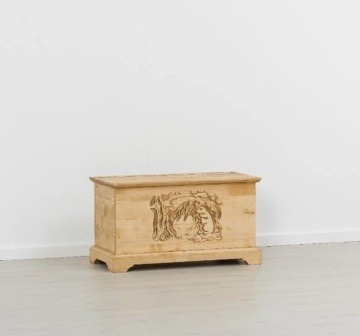 Cufar / Lada zestre Rustic Alpin, Lemn masiv sculptat, 90 x 45 x 50 cm - Img 2