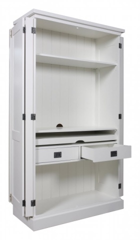 Dulap cu birou Lovely Kubic, lemn masiv si mdf alb, 100 x 45 x 180 cm - Img 5