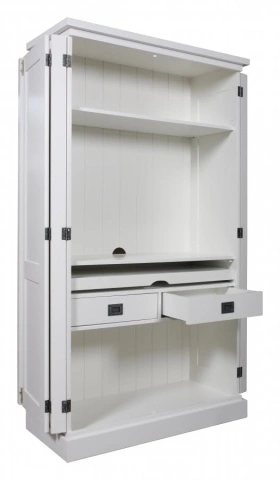 Dulap cu birou Lovely Kubic, lemn masiv si mdf alb, 100 x 45 x 180 cm - Img 5