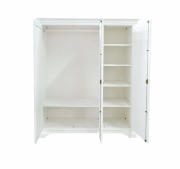 Dulap dormitor Aurelia cu 3 usi, 163 x 64 x 199 cm, alb lemn masiv - Img 2
