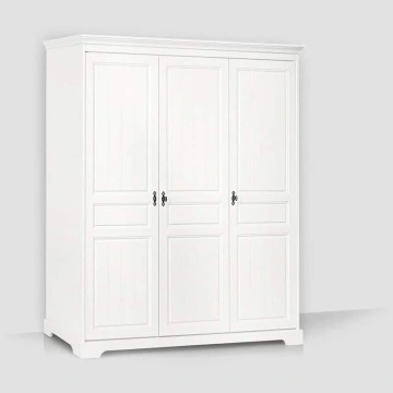 Dulap dormitor Isabella, lemn masiv, 3 usi, 174.5 x 58 x 198 cm, alb unt