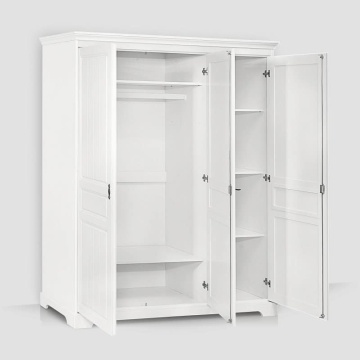 Dulap dormitor Isabella, lemn masiv, 3 usi, 174.5 x 58 x 198 cm, alb unt - Img 3