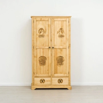 Dulap dormitor lemn masiv Rustic Alpin cu 2 usi si 2 sertare, 110 x 65 x 200 cm - Img 3