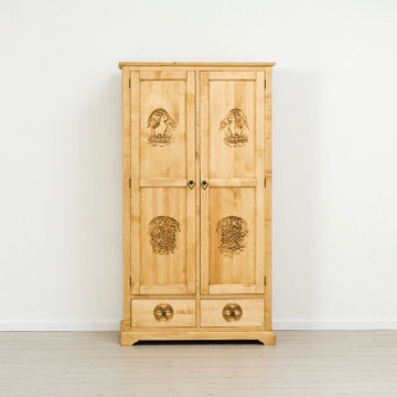 Dulap dormitor lemn masiv Ursul Carpatin cu 2 usi si 2 sertare, 110 x 65 x 200 cm - Img 3