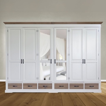 Dulap dormitor Mont Blanc 6 usi si 6 sertare lemn masiv, 315 x 61 x 220 cm - Img 3