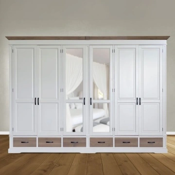 Dulap dormitor Mont Blanc 6 usi si 6 sertare lemn masiv, 315 x 61 x 220 cm - Img 3