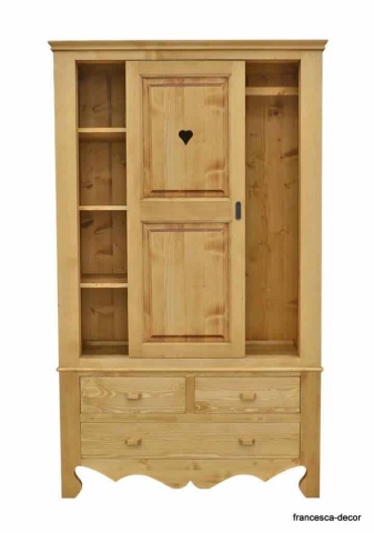 Dulap dormitor rustic cu 2 usi culisante Rustika lemn masiv, 120 x 55 x 200 cm - Img 6