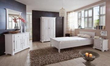Dulap dormitor Sara, lemn masiv, 2 usi, 110 x 58 x 201 cm, alb unt + miere - Img 3