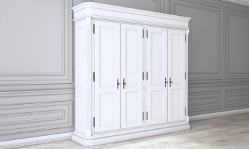 Dulap Dressing lemn masiv Siena cu 4 usi, 238.4 x 66.9 x 235 cm - Img 2