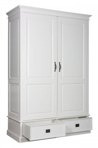 Dulap Lovely Home cu 2 usi si 2 sertare, lemn masiv alb, 140 x 62 x 210 cm - Img 3