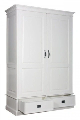 Dulap Lovely Home cu 2 usi si 2 sertare, lemn masiv alb, 140 x 62 x 210 cm - Img 3