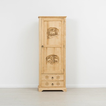 Dulap Rustic Alpin lemn masiv, 1 usa si 2 sertare, 75 x 55 x 200 cm - Img 3