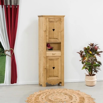 Dulap Rustika cu 2 usi si 1 sertar lemn masiv, 66 x 45 x 179 cm