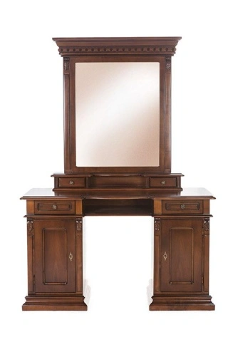 Masa de toaleta cu Oglinda Donatello Classic Stil, finisaj furnir nuc, 140 x 48.5 x 194 cm