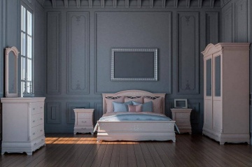 Noptiera dormitor Royal cu 2 sertare, lemn masiv, 56 x 37.5 x 68.7 cm - Img 2
