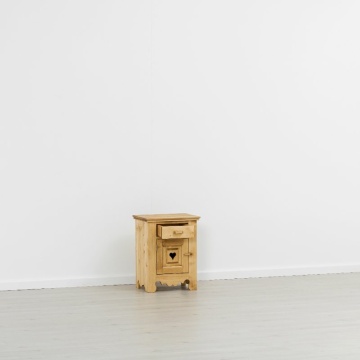 Noptiera Lemn Masiv dormitor Rustic Flame, 1 usa si 1 sertar, 46 x 35 x 60 cm - Img 5
