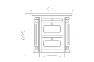 Noptiera lemn masiv dormitor Sofia, 2 sertare, 67 x 45 x 69 cm - Img 3