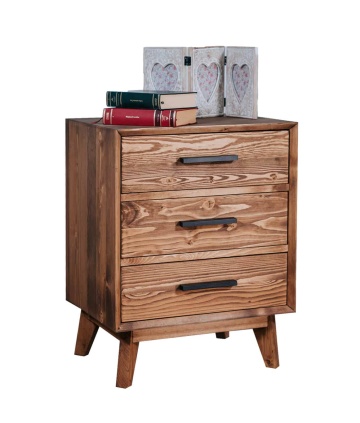 Noptiera Terra Home cu 3 sertare, lemn masiv, 50 x 40 x 64 cm - Img 2