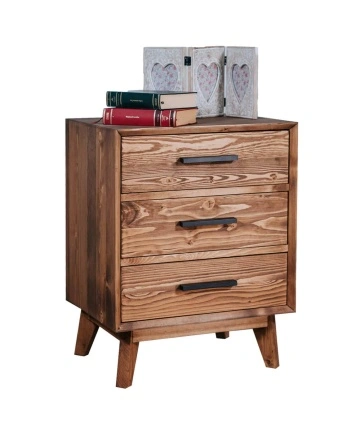 Noptiera Terra Home cu 3 sertare, lemn masiv, 50 x 40 x 64 cm - Img 2