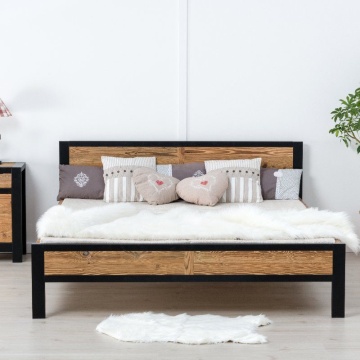 Pat dormitor Lemn Masiv Rustic Loft , 140 cm, 160 cm sau 180 x 200 cm - Img 6