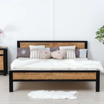 Pat dormitor Lemn Masiv Rustic Loft , 90 cm, 140 cm, 160 cm sau 180 x 200 cm - Img 6