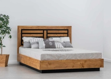 Pat dormitor Mexicana lemn masiv, suport saltea inclus, 140 x 200 cm