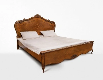 Pat dormitor Monalisa Classic Stil, finisaj furnir nuc cu intarsie, 180 x 200 cm - Img 2