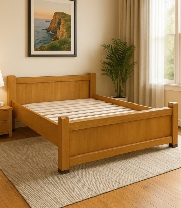 Pat dormitor Montana lemn masiv, suport saltea inclus, 140 x 200 cm