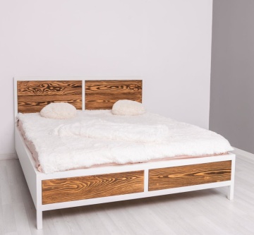 Pat dormitor Rustic Olala lemn masiv + mdf, 90 cm, 140 cm, 160 cm sau 180 x 200 cm - Img 2