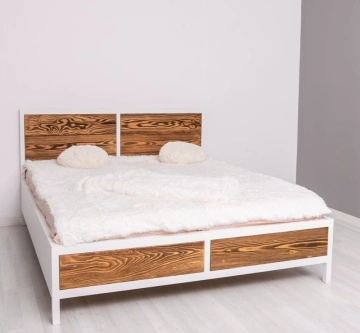 Pat dormitor Rustic Olala lemn masiv + mdf, 90 cm, 140 cm, 160 cm sau 180 x 200 cm - Img 3
