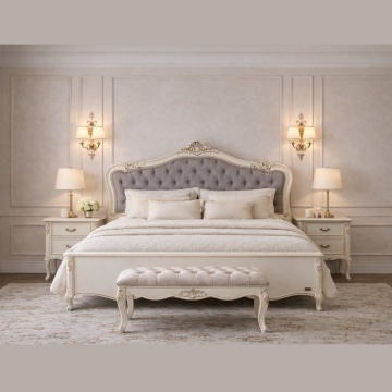 Set dormitor clasic Monalisa Crem Roma cu patina aurie, 4 piese - Img 3