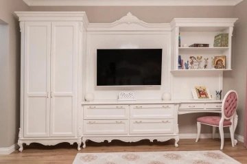 Set mobilier dormitor Tineret Josephine Classic Stil 5 piese, finisaj alb, 3860 x 632 x 2306 mm