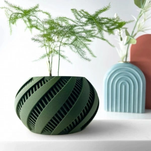 Ghiveci cu drenaj, suport pentru plante de interior pentru flori și suculente, imprimat 3D în verde