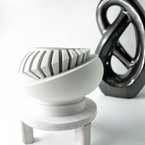 Luxar - Ghiveci de interior cu drenaj, unic, modern, imprimat 3D în alb pentru flori și suculente