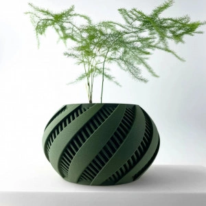 Ghiveci cu drenaj, suport pentru plante de interior pentru flori și suculente, imprimat 3D în verde - Img 3