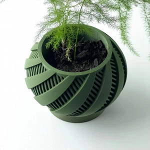Ghiveci cu drenaj, suport pentru plante de interior pentru flori și suculente, imprimat 3D în verde - Img 4