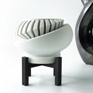 Luxar - Ghiveci de interior cu drenaj, unic, modern, imprimat 3D în alb pentru flori și suculente - Img 4