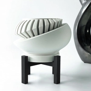 Luxar - Ghiveci de interior cu drenaj, unic, modern, imprimat 3D în alb pentru flori și suculente - Img 4