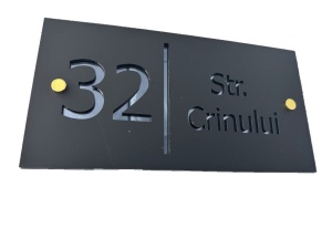 Numar de casa V3 Negru Satinat / Gri Antracit Oglinda 29 x 15 cm , 2 distantieri - Img 3