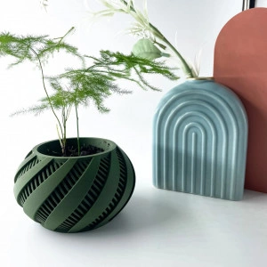Ghiveci cu drenaj, suport pentru plante de interior pentru flori și suculente, imprimat 3D în verde - Img 6