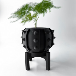 Alver - Ghiveci pentru plante de interior în negru cu țepi și drenaj: imprimat 3D și design unic pentru casă și birou - Img 6