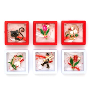 Brosa mare tablou transparent 7x7 cm, set 10 buc