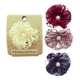 Brosa floare textila, set 10 buc