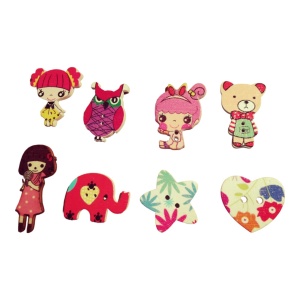 Pandantive lemn copii in cutie, set 10 buc - Img 2