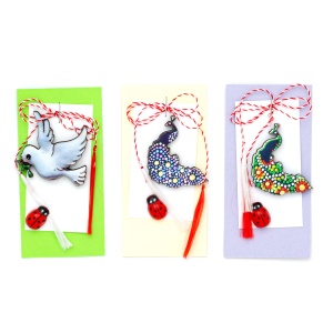 Martisor lemn handmade,set 10 buc