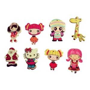 Pandantive lemn copii in cutie, set 10 buc - Img 3
